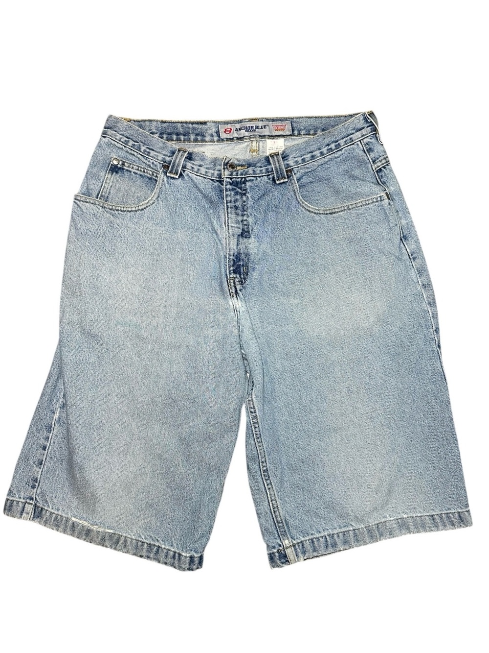 Vintage Anchor Blue Beyond Baggy Denim Shorts Size 34 Y2K Skater Light Wash